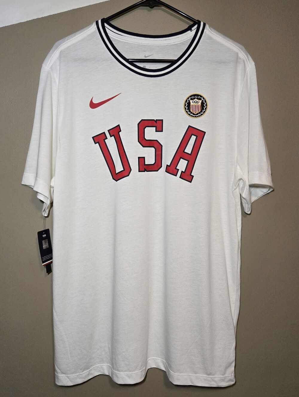 Nike Men's Team USA 2020 Olympic Jersey Patch Shirt White CN1423-100 Size Large